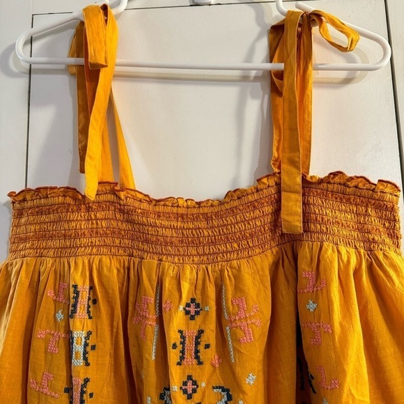Anthropologie Gold Embroidered Swing Tank Size LP - Picture 8 of 12